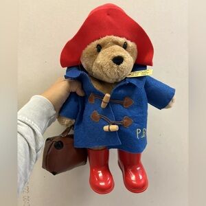 Paddington Bear with Blue Button Jacket Red Hat & Carrying Suitcase